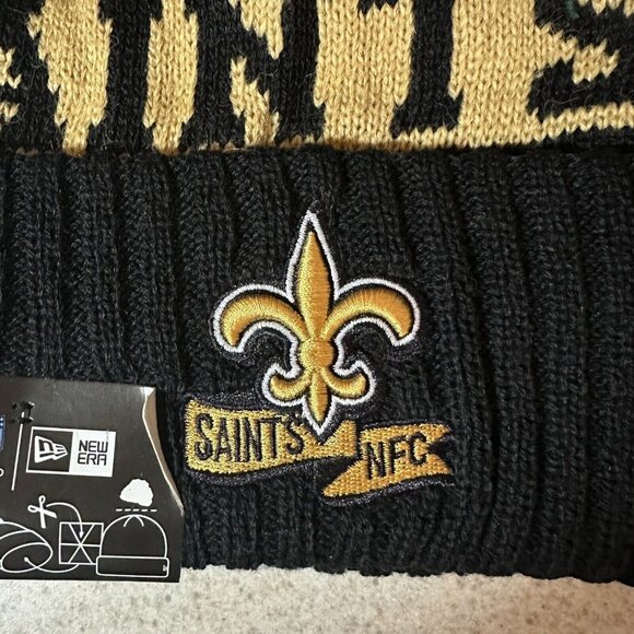 New Era New Orleans Saints NFL Winter Knit Hat Cap Beanie Fleece Lined NEW - Picture 3 of 8